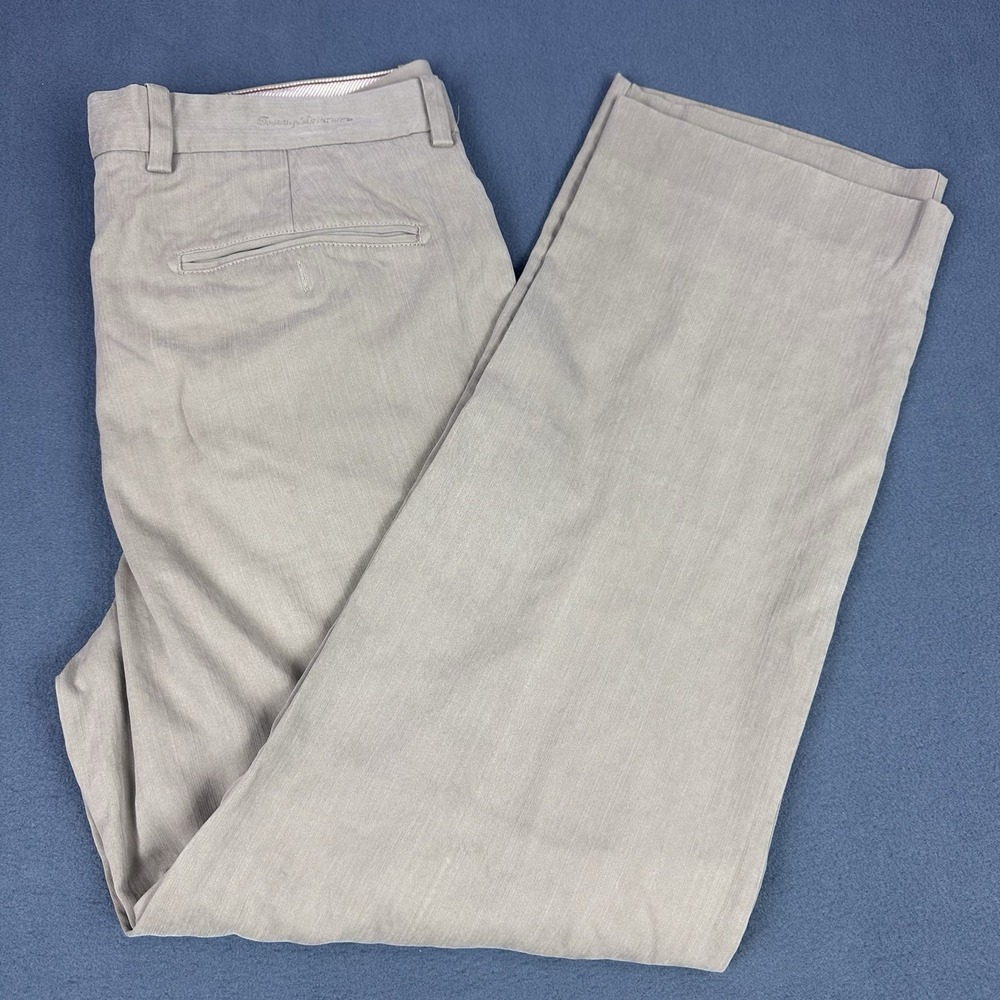 Tommy Bahama Men's Pleated Khaki Silk Rayon Bamboo Dress Pants 36x32